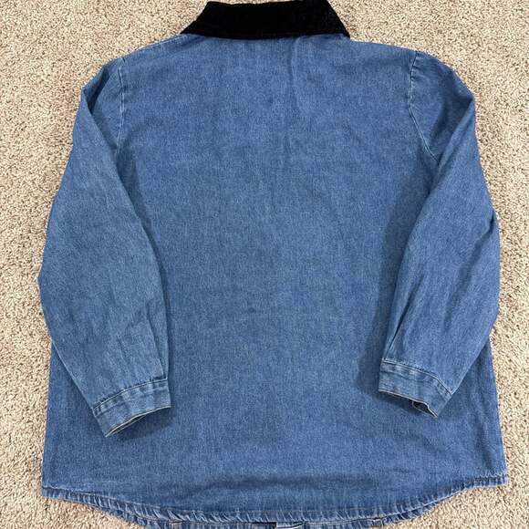 Vintage Delta Burke Collection Denim Jacket USA Velvet Collar Womens L Blue EUC - Picture 2 of 7